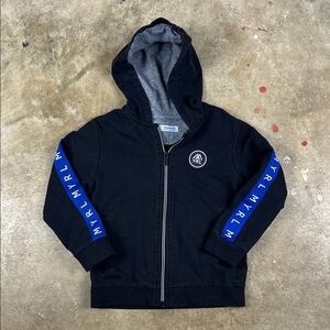 Mayoral Black Hoodie with Blue Accents
Size: 5